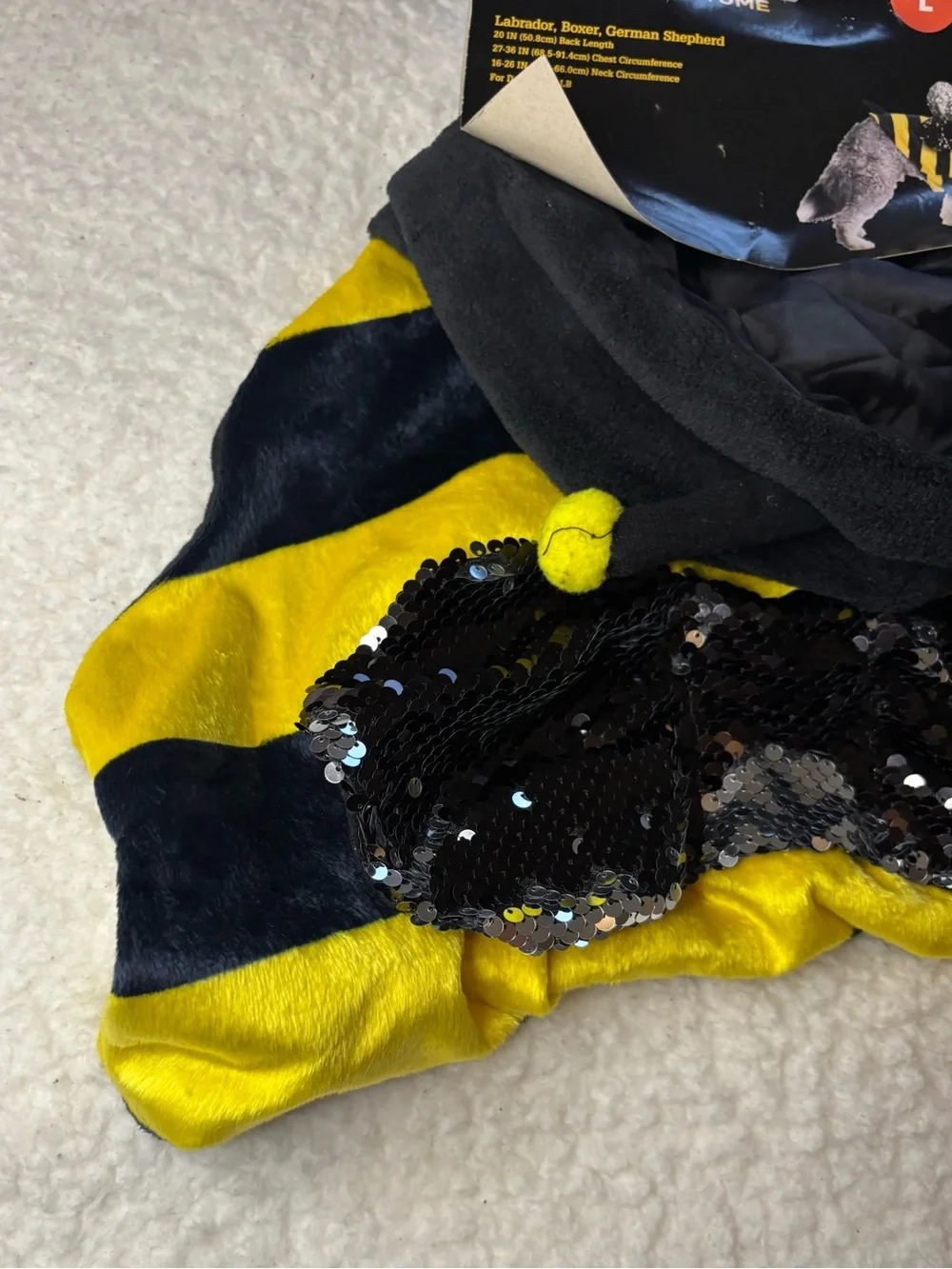 Vibrant Life Halloween Bumblebee Fleece Sequins Dog Costume